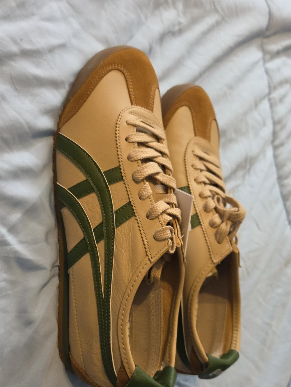 Onitsuka Tiger by Asics Beige and Olive Green Low-Top Sneakers